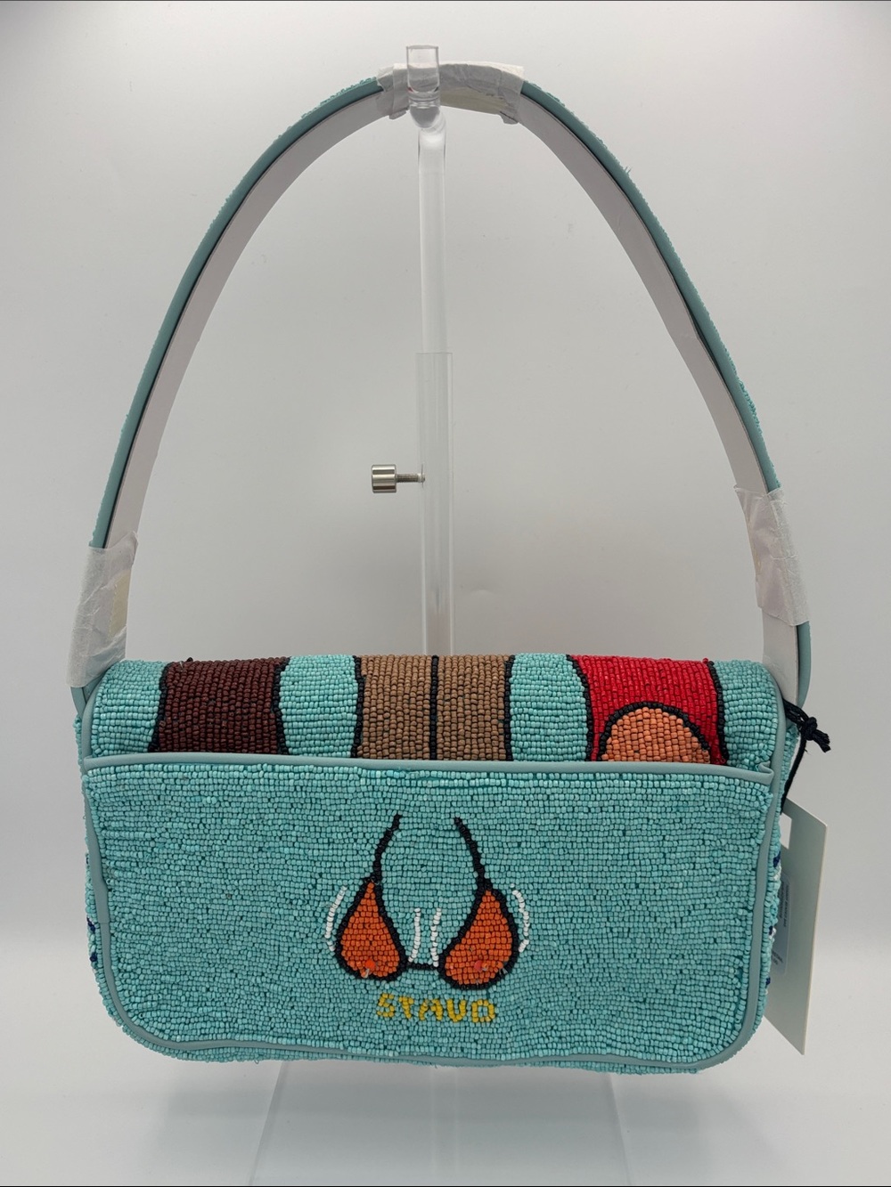 STAUD Tommy Beaded Beach Bums Shoulder Bag - Blue - Picture 2 of 13